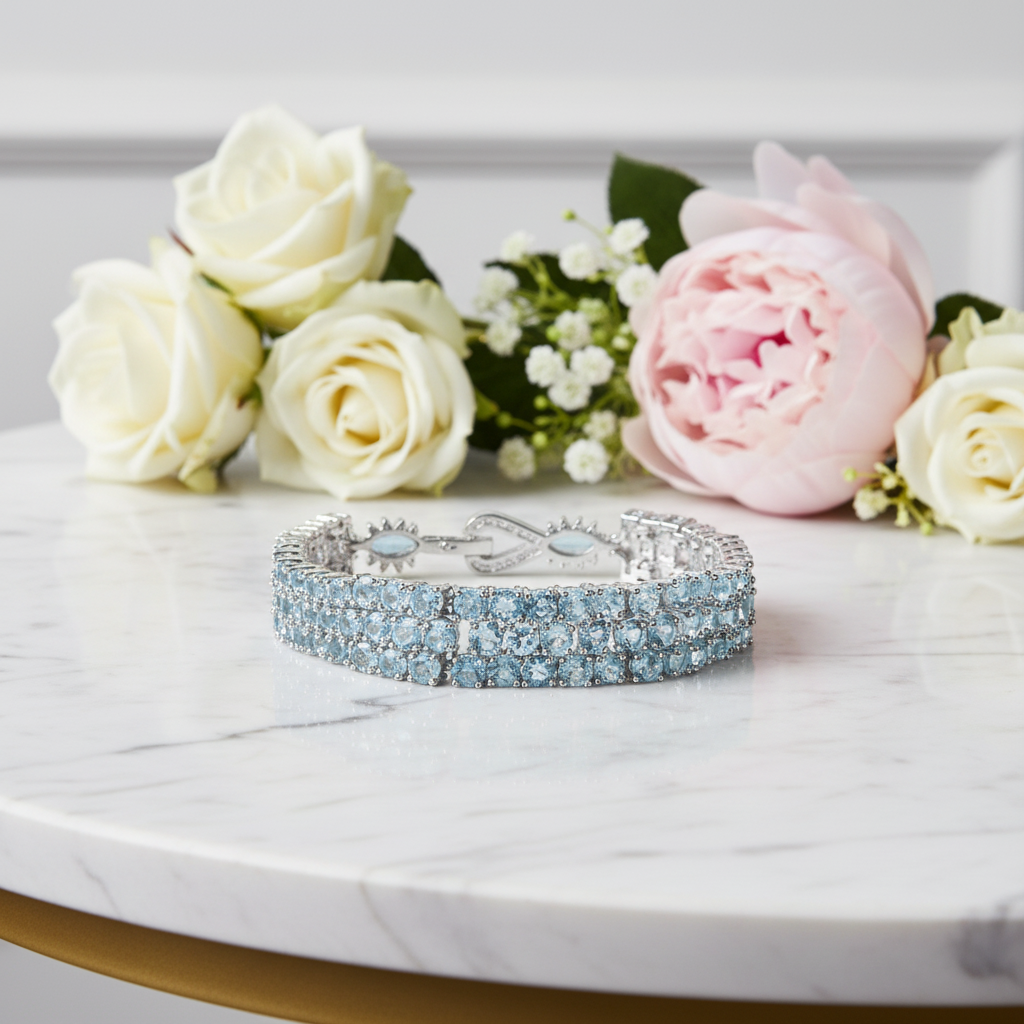 GRACE Triple Row Gemstone Tennis Bracelet in Sterling Silver