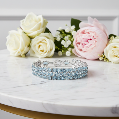 GRACE Triple Row Gemstone Tennis Bracelet in Sterling Silver