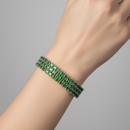 GRACE Triple Row Gemstone Tennis Bracelet in Sterling Silver