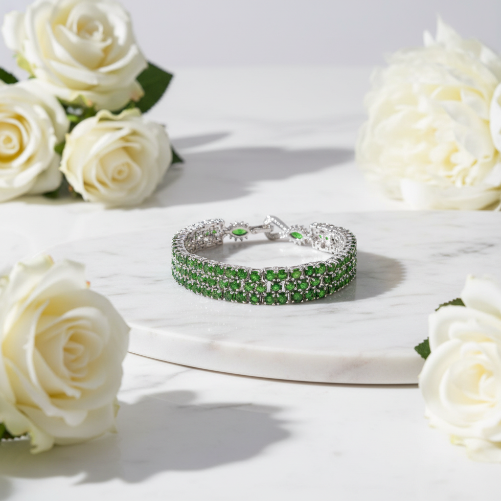 GRACE Triple Row Gemstone Tennis Bracelet in Sterling Silver