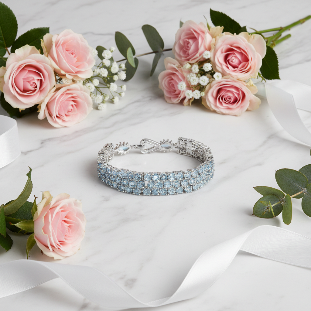 GRACE Triple Row Gemstone Tennis Bracelet in Sterling Silver