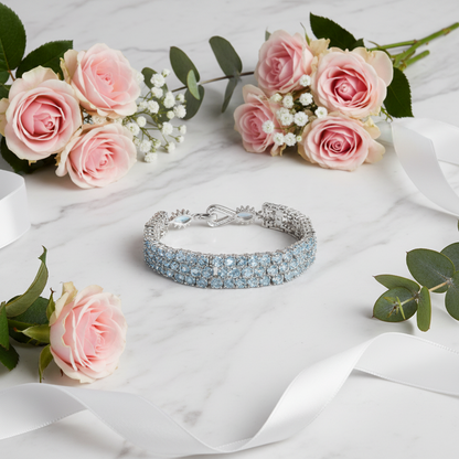 GRACE Triple Row Gemstone Tennis Bracelet in Sterling Silver