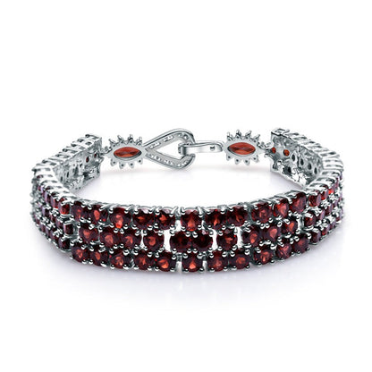 GRACE Triple Row Natural Gemstone Tennis Bracelet in Sterling Silver