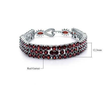 GRACE Triple Row Natural Gemstone Tennis Bracelet in Sterling Silver