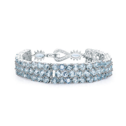GRACE Triple Row Natural Gemstone Tennis Bracelet in Sterling Silver