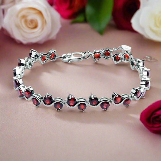 Pulsera de tenis con piedras preciosas estilo torcido GRACE en plata de ley