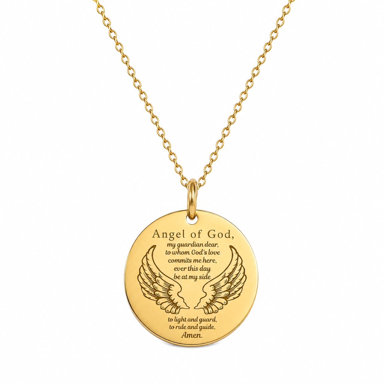 Guardian Angel Prayer Necklace with Personalized Custom Engraving