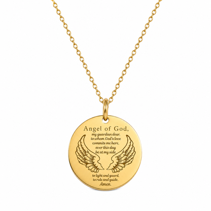 Guardian Angel Prayer Necklace with Personalized Custom Engraving
