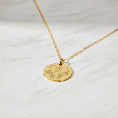 Guardian Angel Prayer Necklace with Personalized Custom Engraving