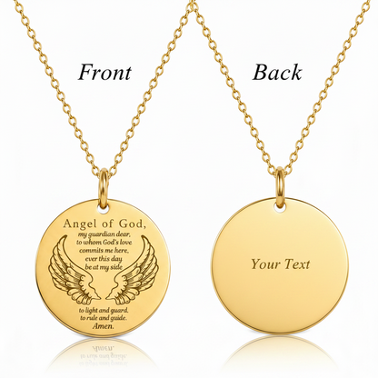 Guardian Angel Prayer Necklace with Personalized Custom Engraving