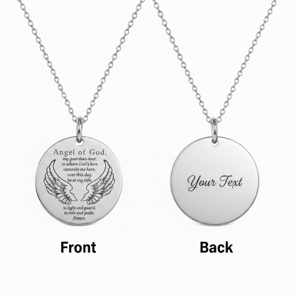 Guardian Angel Prayer Necklace with Personalized Custom Engraving