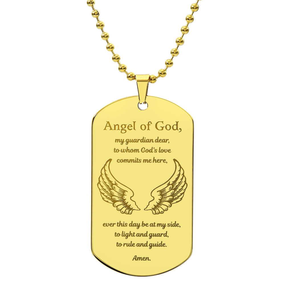 Guardian Angel Prayer Tag Necklace with Personalized Engraving