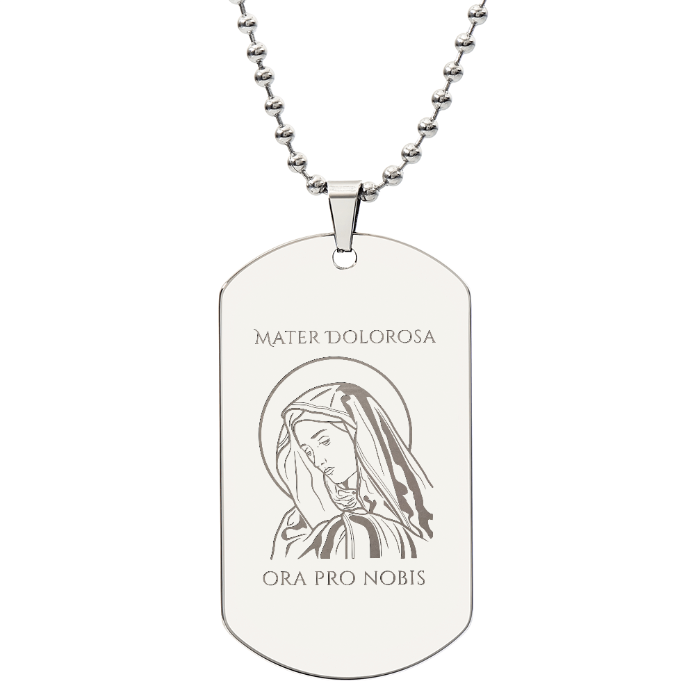 Mater Dolorosa Tag Necklace with Personalized Engraving