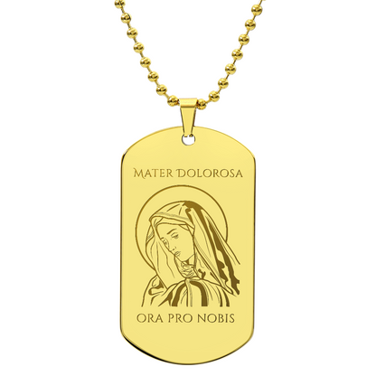 Mater Dolorosa Tag Necklace with Personalized Engraving