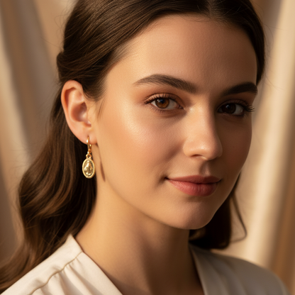 Miraculous Medal Earrings in 24K Gold Plated Stainless Steel