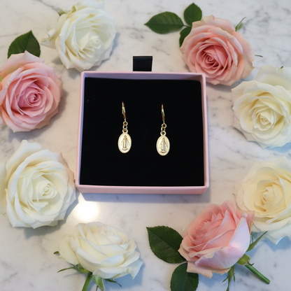 Miraculous Medal Earrings in 24K Gold Plated Stainless Steel