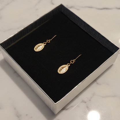 Miraculous Medal Earrings in Gold Stainless Steel with Gift Box