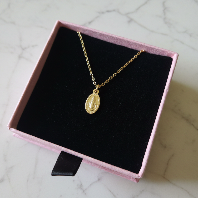 Miraculous Medal Necklace in 14K Gold Plated Stainless Steel
