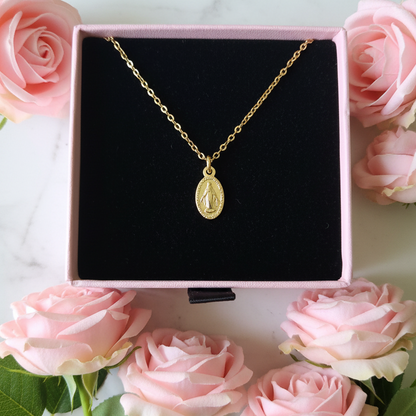 Miraculous Medal Necklace in 14K Gold Plated Stainless Steel