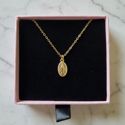 Miraculous Medal Necklace in 14K Gold Plated Stainless Steel