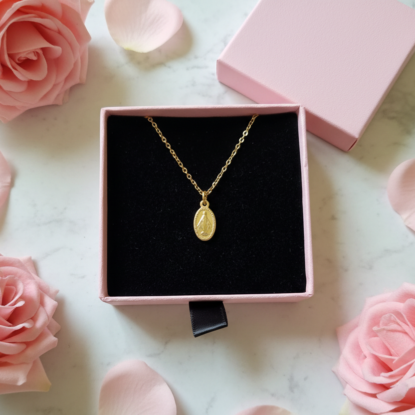 Miraculous Medal Necklace in 14K Gold Plated Stainless Steel