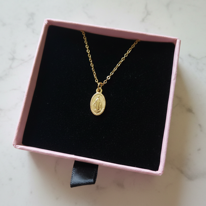 Miraculous Medal Necklace in 14K Gold Plated Stainless Steel