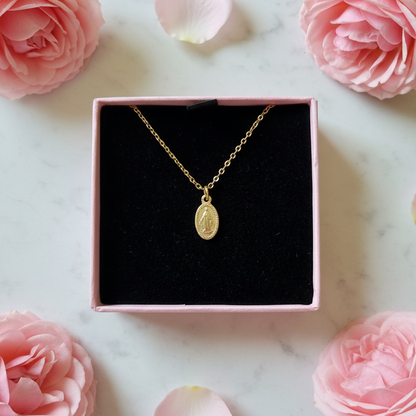Miraculous Medal Necklace in 14K Gold Plated Stainless Steel