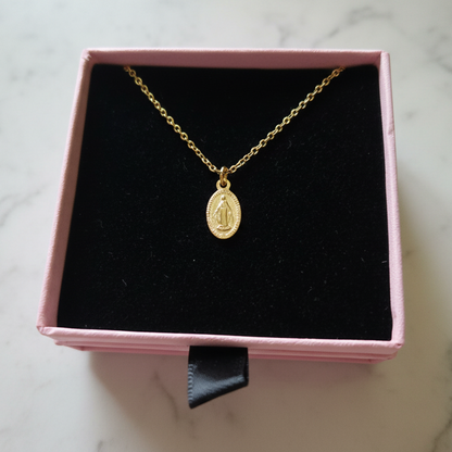 Miraculous Medal Necklace in 14K Gold Plated Stainless Steel