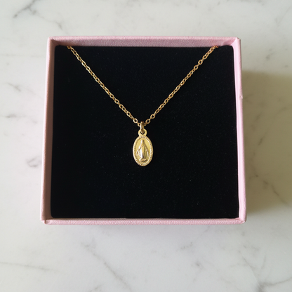Miraculous Medal Necklace in 14K Gold Plated Stainless Steel