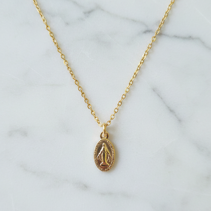 Miraculous Medal Necklace in 14K Gold Plated Stainless Steel
