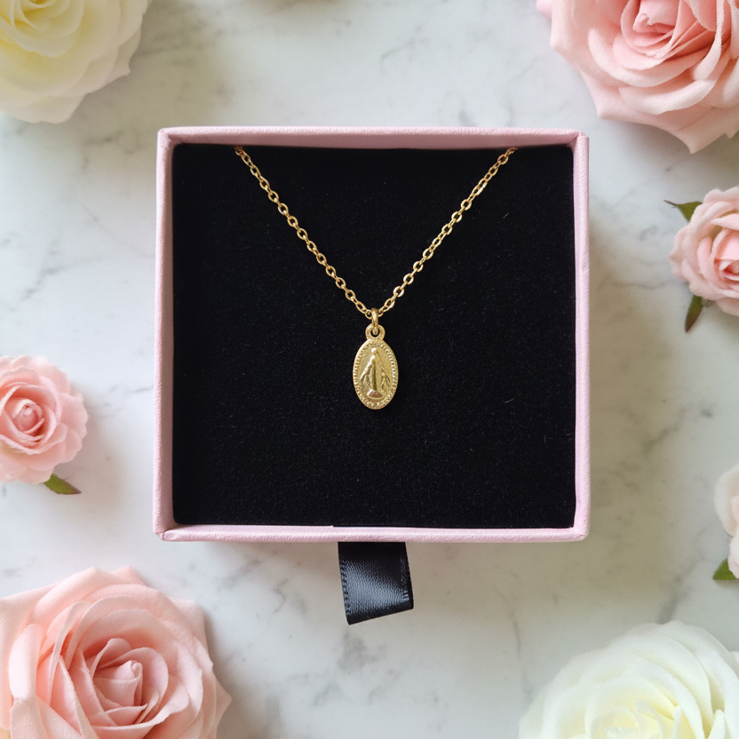 Miraculous Medal Necklace in 14K Gold Plated Stainless Steel