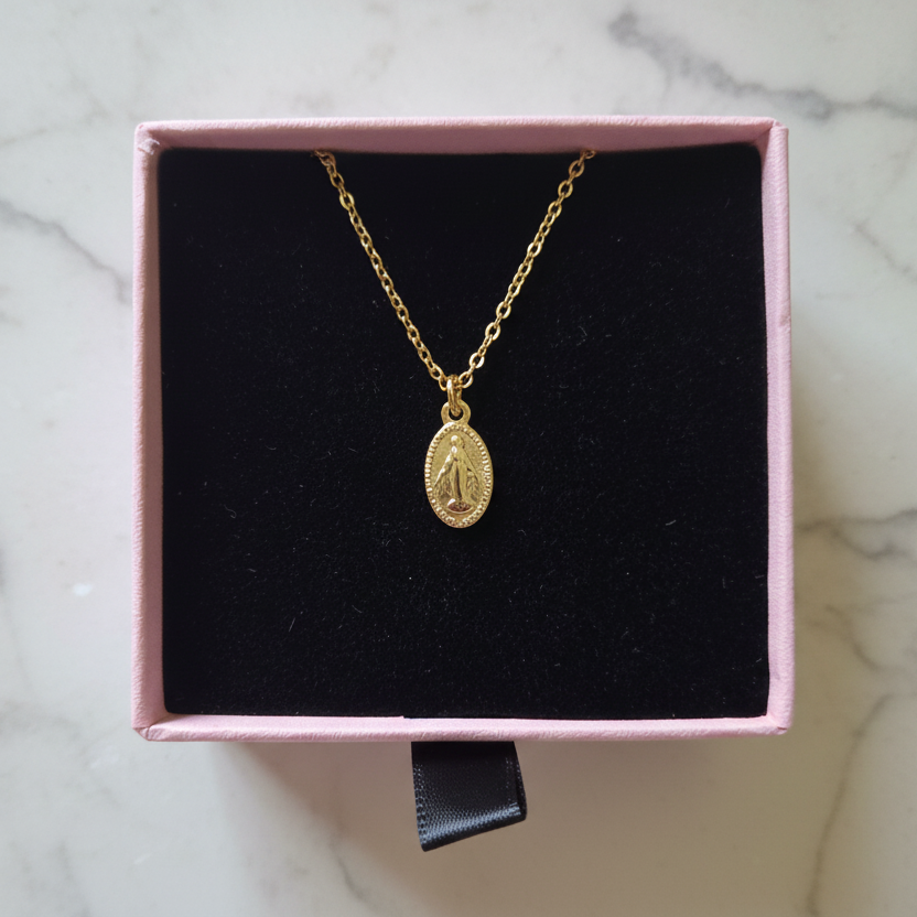 Miraculous Medal Necklace in 14K Gold Plated Stainless Steel
