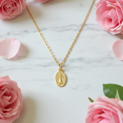 Miraculous Medal Necklace in 14K Gold Plated Stainless Steel