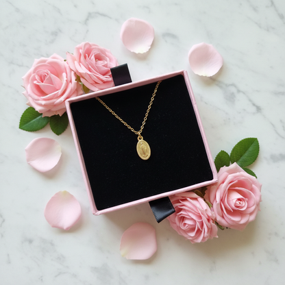 Miraculous Medal Necklace in 14K Gold Plated Stainless Steel