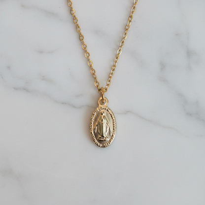 Miraculous Medal Necklace in Gold Stainless Steel