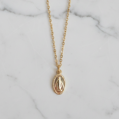 Miraculous Medal Necklace in Gold Stainless Steel