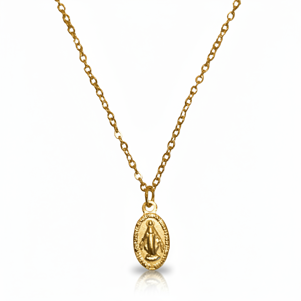 Miraculous Medal Necklace in Gold Stainless Steel