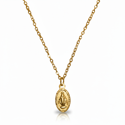 Miraculous Medal Necklace in Gold Stainless Steel