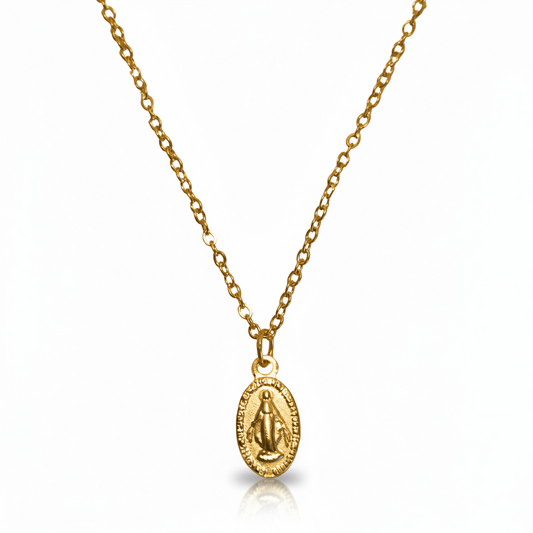 Miraculous Medal Necklace in Gold Stainless Steel