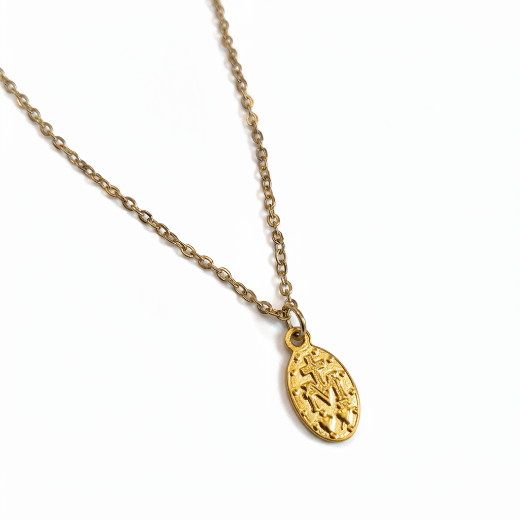 Miraculous Medal Necklace in Gold Stainless Steel with Gift Box
