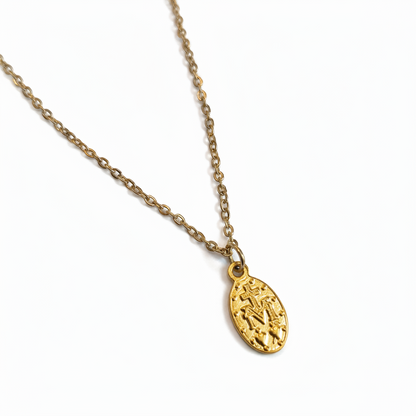 Miraculous Medal Necklace in Gold Stainless Steel with Gift Box