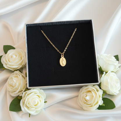 Miraculous Medal Necklace in Gold Stainless Steel with Gift Box