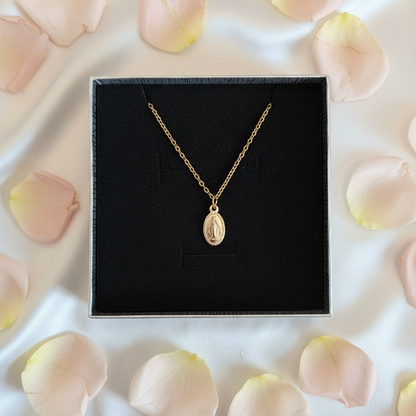 Miraculous Medal Necklace in Gold Stainless Steel with Gift Box