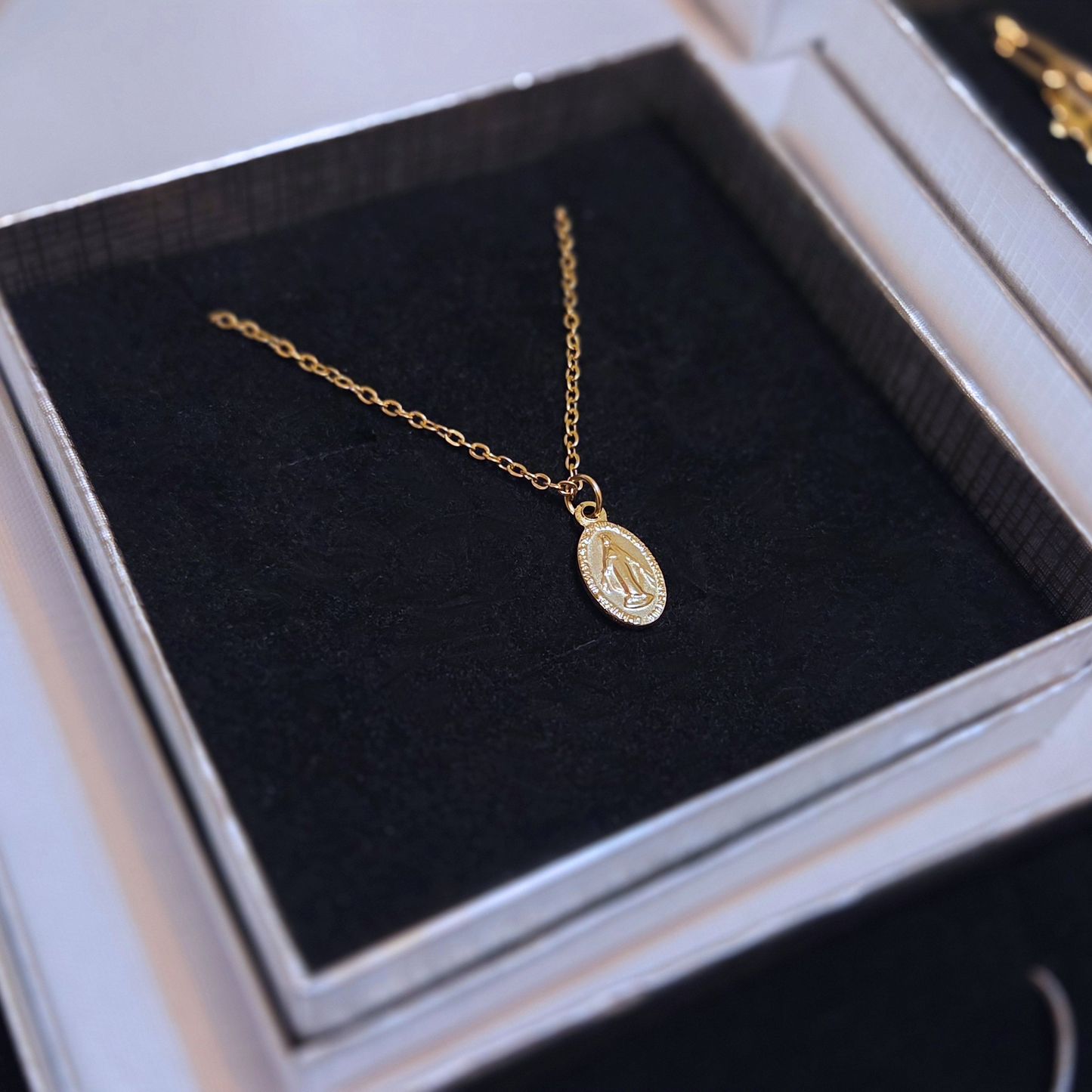 Miraculous Medal Necklace in Gold Stainless Steel with Gift Box