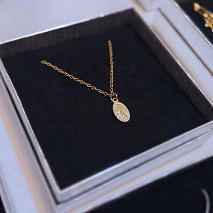 Miraculous Medal Necklace in Gold Stainless Steel with Gift Box