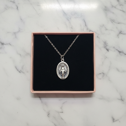 Miraculous Medal Necklace with Made in Italy Medal and Stainless Steel Chain