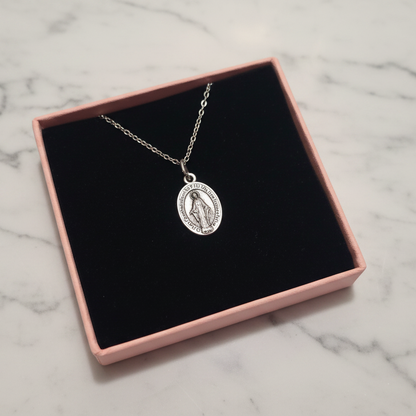 Miraculous Medal Necklace with Made in Italy Medal and Stainless Steel Chain