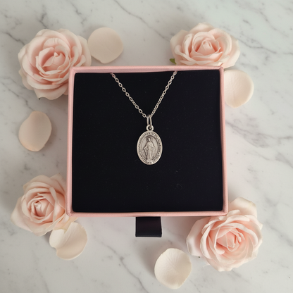 Miraculous Medal Necklace with Made in Italy Medal and Stainless Steel Chain