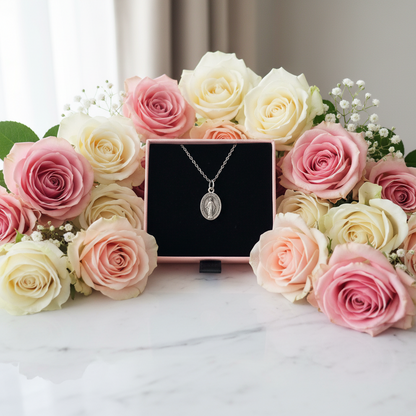 Miraculous Medal Necklace with Made in Italy Medal and Stainless Steel Chain