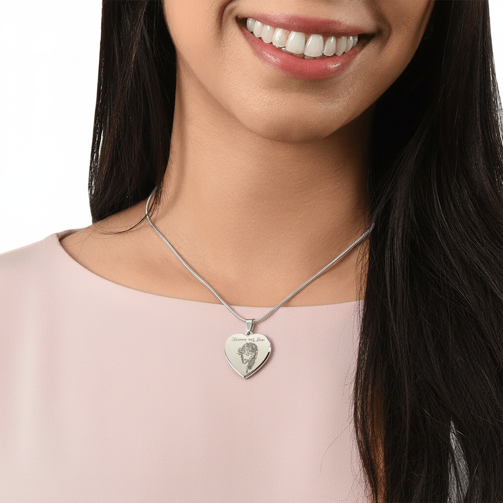 "Miserere mei, Deus" Jesus Heart Necklace with Personalized Engraving